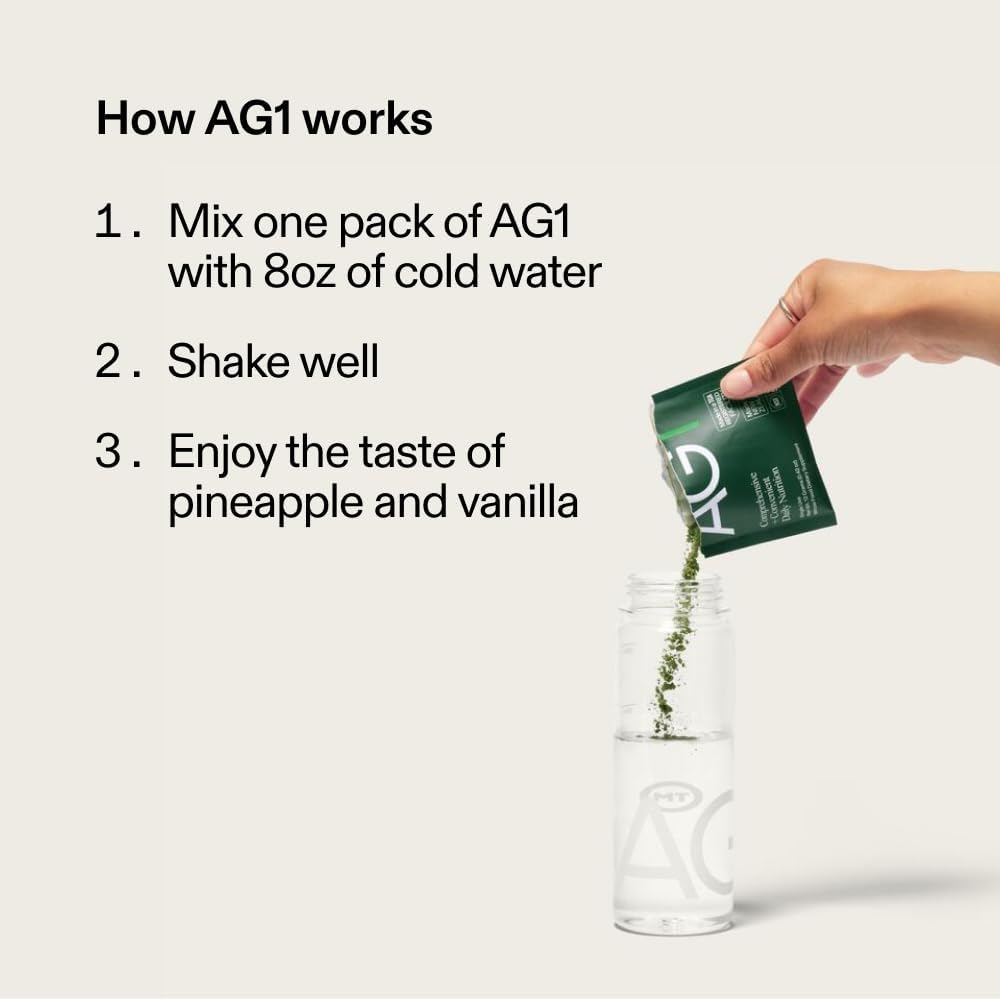 AG1 Athletic Greens Superfood and Probiotic, 75 Vitamins, Travel Pack 14 Sachets - görsel 2