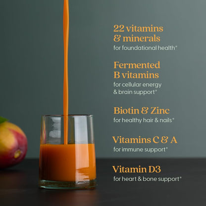 New Chapter Liquid Multivitamin + Mineral Supplement - Whole-Body Support for Adults, Teens & Children 2 Years and Over - 22 Essential Vitamins & Minerals - Orange Mango - 900 ml