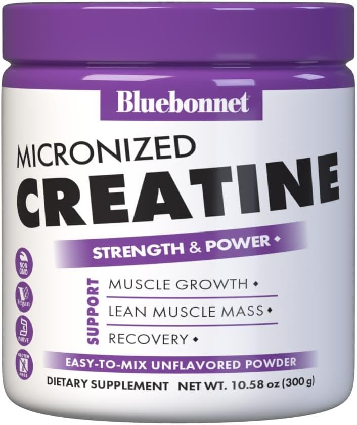 BlueBonnet Nutrition Micronised Creatine Monohydrate – Supports Lean Muscle Mass, Unflavoured, 300 g (60 Servings) - görsel 1
