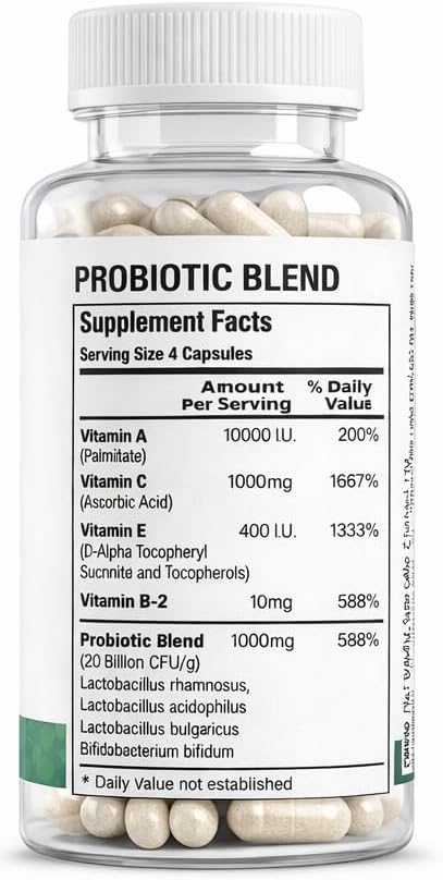 Clear-Biotic Acne Capsules – Probiotic Acne Supplements for Teens and Adults, Hormonal Acne Vitamins, Gut Health for Clear Skin, Non-GMO (60 Capsules) - görsel 5