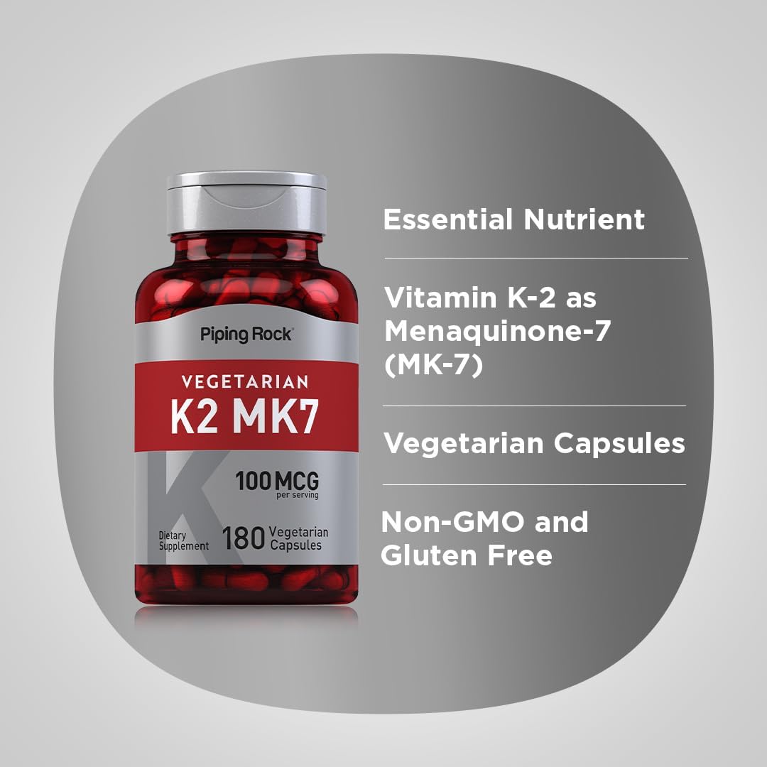 Piping Rock Vitamin K2 MK7 | 100 µg | 180 Vegetarian Capsules - görsel 4