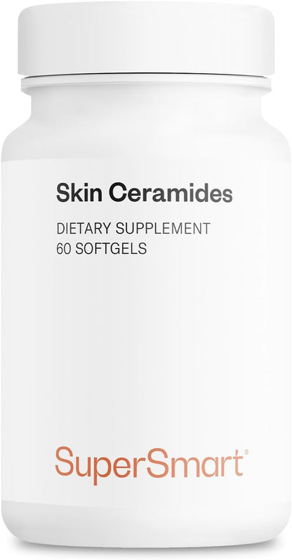 SuperSmart Skin Ceramides (Patented) - with Wheat Ceramides, Zinc - LipoWheat Phytoceramides Supplement - Skin Hydration and Protection | Non-GMO - 60 Softgels