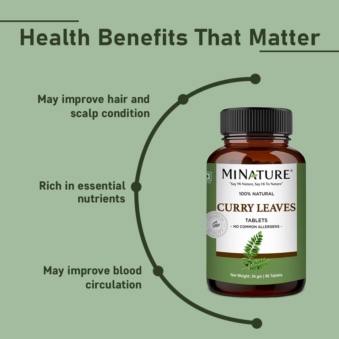 minature Curry Leaves Tablet (Murraya koenigii) - Pure & Natural, 1000mg, 90 Tablets - görsel 3