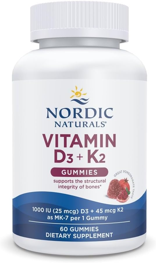Nordic Naturals Vitamin D3 + K2 Gummies, Pomegranate - 1000 IU + 45 mcg - 60 Gummies - görsel 1