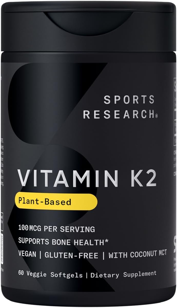 Sports Research Vitamin K2 as MK-7 100mcg with Coconut MCT Oil – 60 Veggie Softgels - görsel 1
