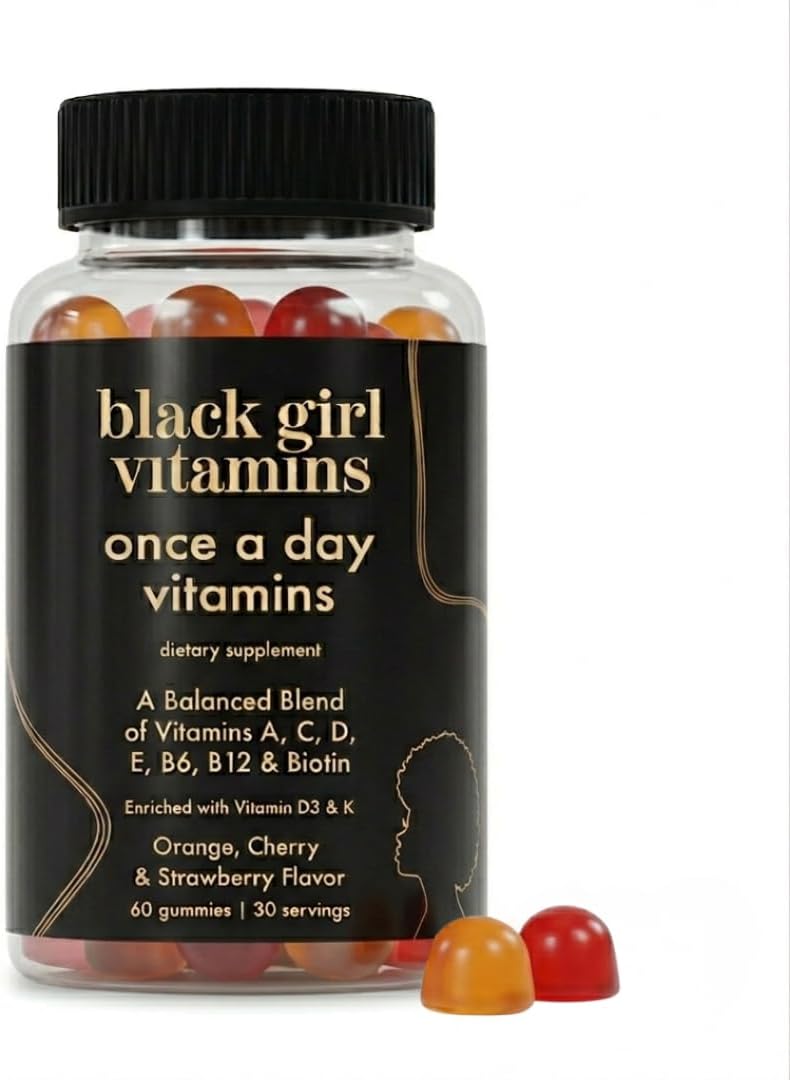 Black Girl Vitamins Once a Day - Women's Multivitamin Gummy - Vitamin A, B, C, E and Zinc - Immune Support - Vegan, Gluten-free - Made in the USA (30 Day Supply, Strawberry) - görsel 1