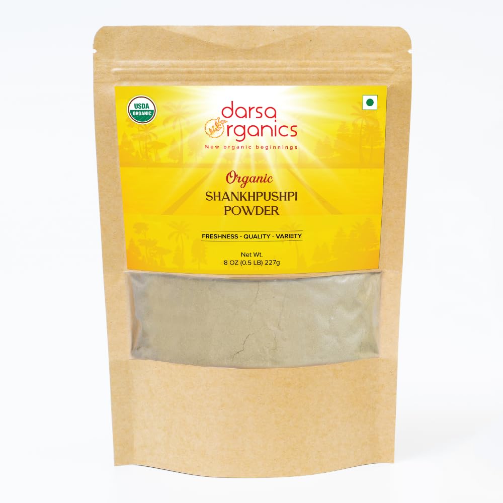 Darsa Organics Shankhpushpi Powder – Organic, Vegan, Non-GMO, Kosher (227 g) - görsel 1