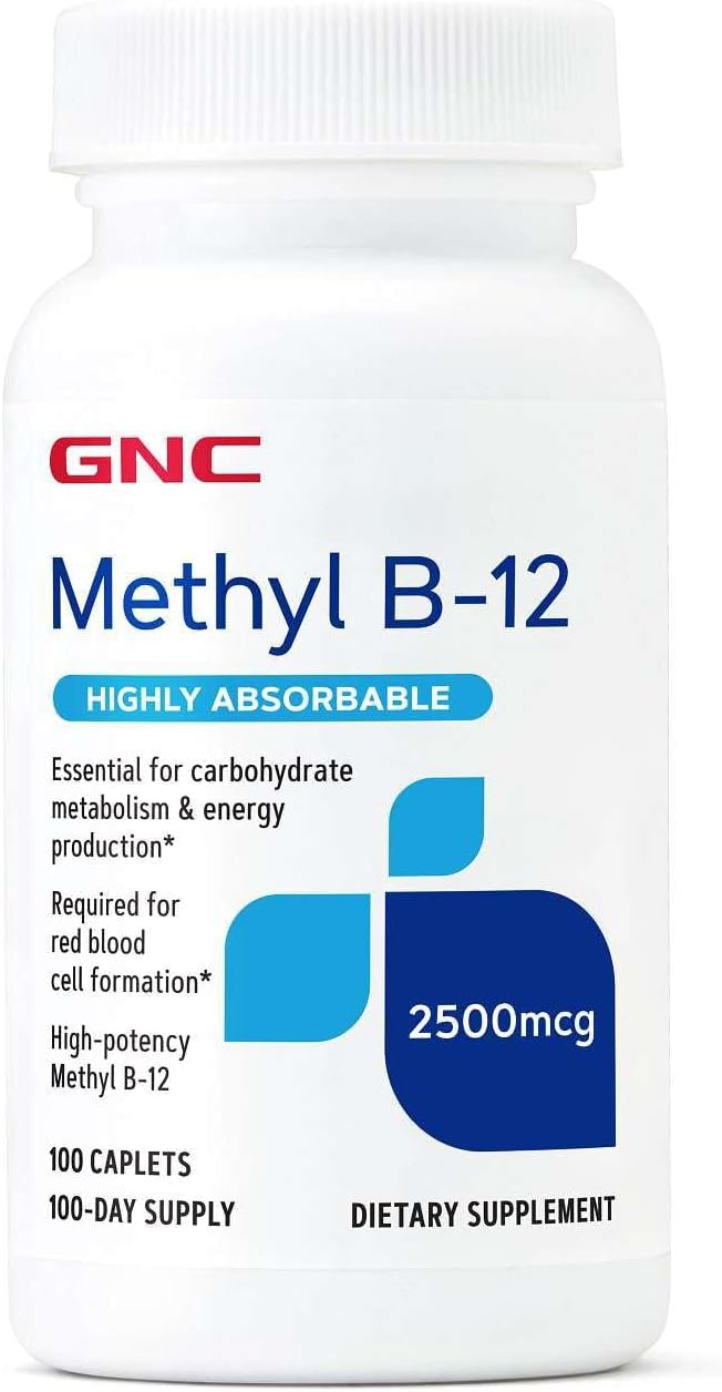GNC Methyl B12 2500mcg Supplement – 100 Caplets - görsel 1