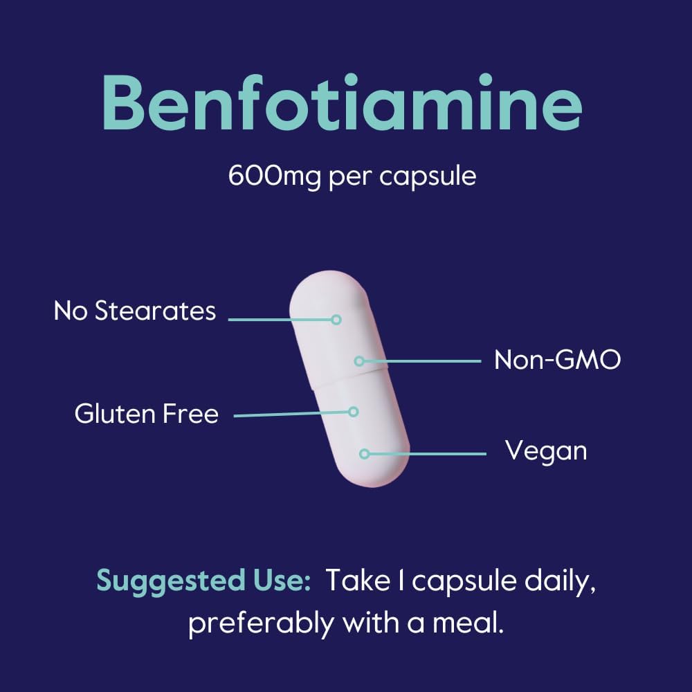 BESTVITE Ultra Benfotiamine 600mg per Capsule – Maximum Strength (60 Vegan Capsules) - görsel 5
