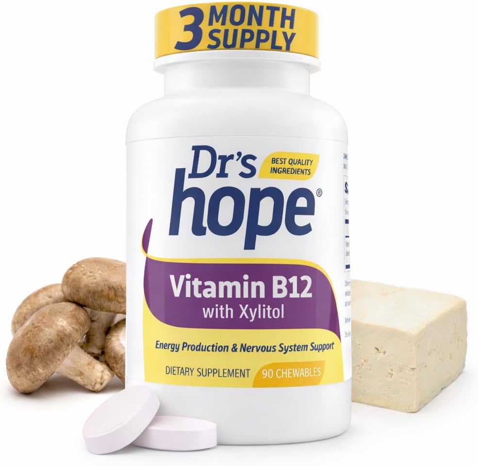 Vitamin B12 1000 mcg Chewable Tablets – Energy Production & Nervous System Support, 90 Count - görsel 1