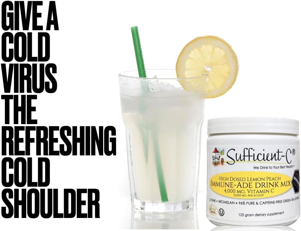 Sufficient-C High-dose Vitamin C Lemon Peach Immune-Ade Drink Mix - 125g Three Pack - görsel 4