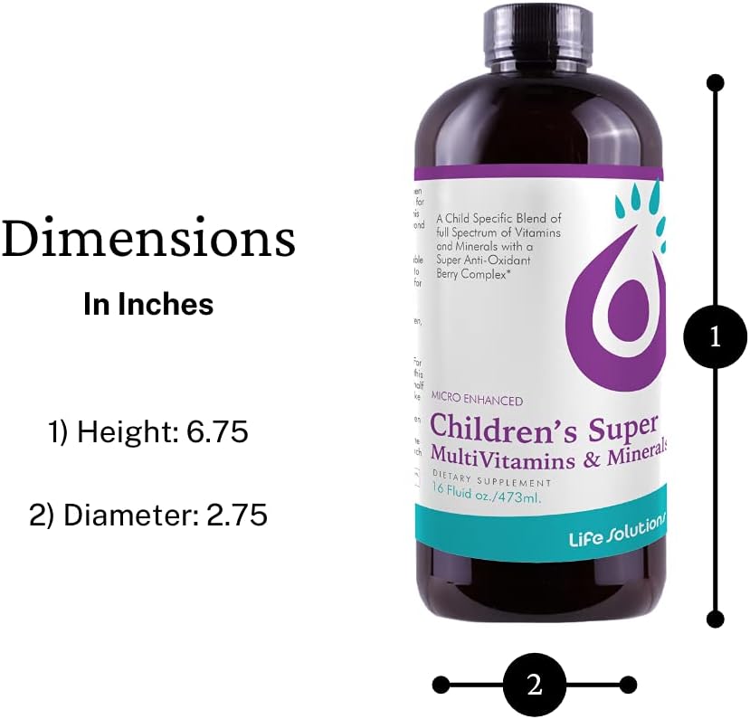 Life Solutions Children's Vitamins Multivitamin - Liquid Vitamin & Minerals - Complete Children Vitamins - Essential Liquid Minerals for Kids 16 fl oz - görsel 2
