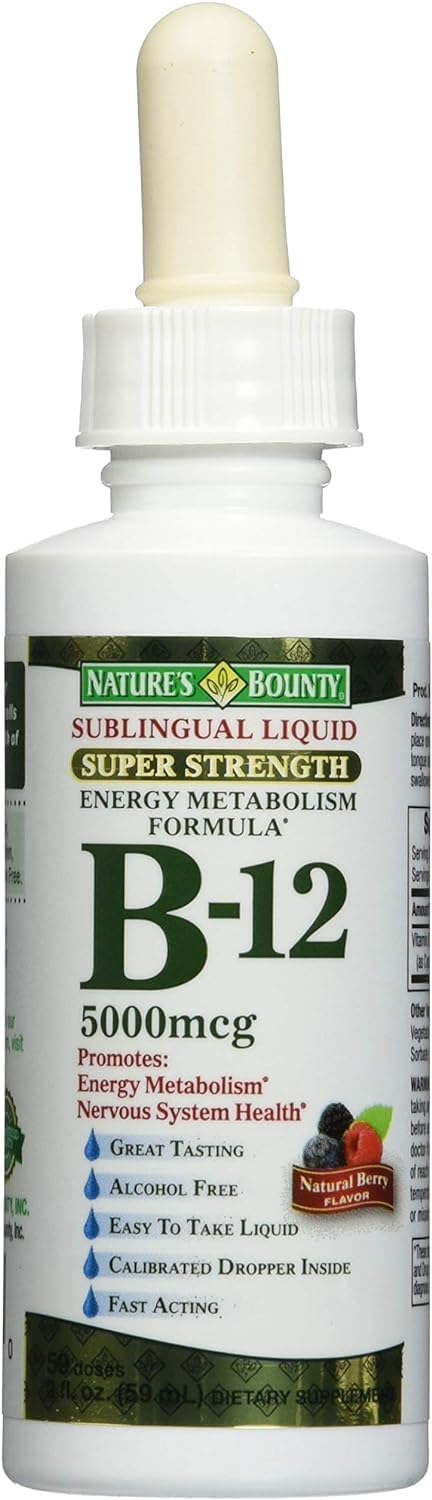 Nature's Bounty Vitamin B12 5000 mcg Sublingual Liquid, 59 ml (Pack of 3) - görsel 1