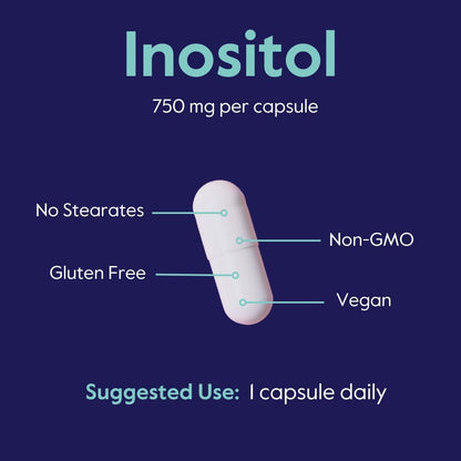 BESTVITE Inositol 750 mg - Myo-Inositol (120 Vegetarian Capsules)