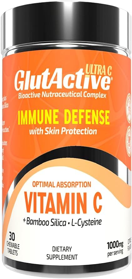 GlutActive Ultra Vitamin C 1,000mg Chewable Tablets with Cysteine & Bamboo Silica - Immune Function and Antioxidant Support - 60 Chewable Tablets - görsel 4
