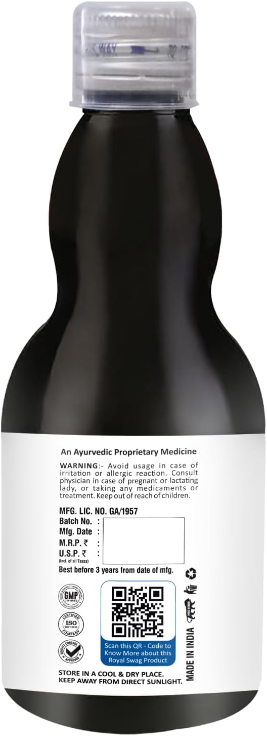 ROYAL SWAG Ayurvedic Lung Detox Syrup - Herbal Supplement with Tulsi, Mulethi, Vasava, Pippali, Turmeric - Sugar Free Lung Cleansing Syrup 200 ml - görsel 2