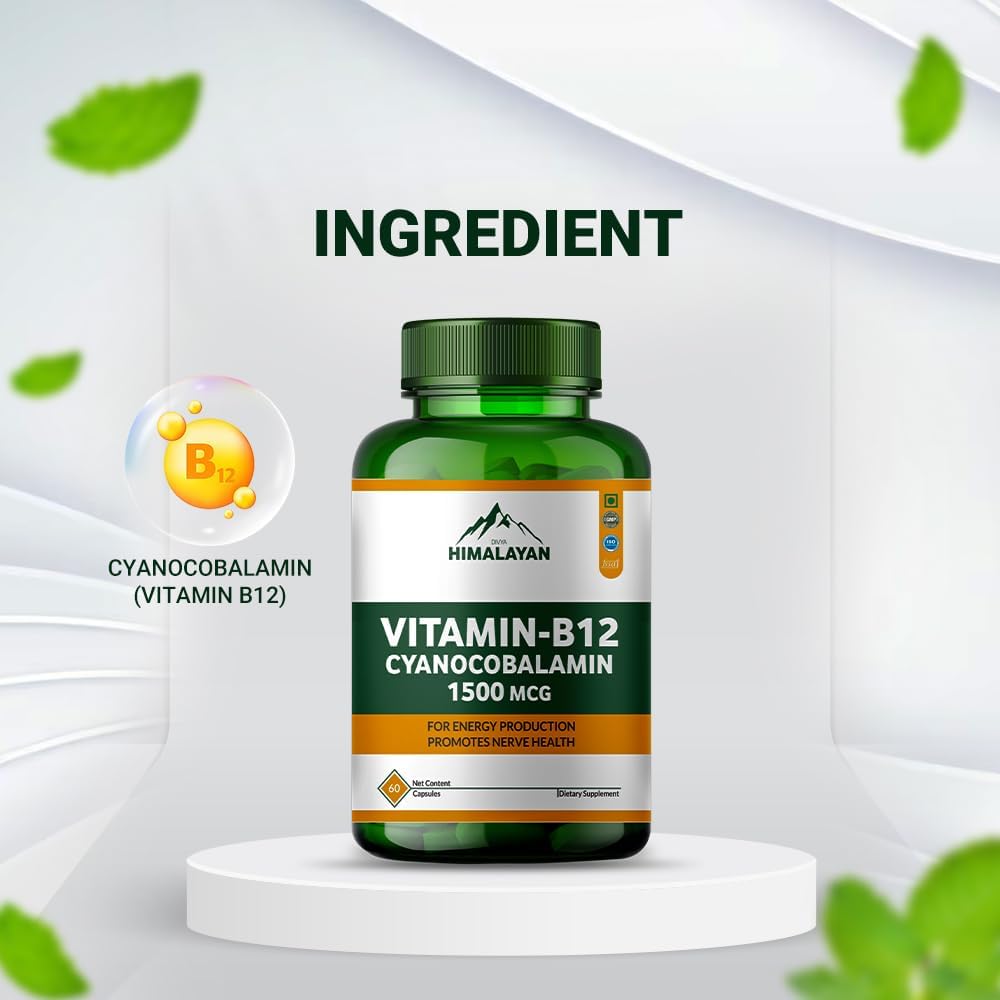 Vitamin B12 Methylcobalamin 1000 mcg – Plant-Based B12 Capsules with Spirulina, Wheatgrass, Beetroot & Amla – 60 Vegan Capsules - görsel 5
