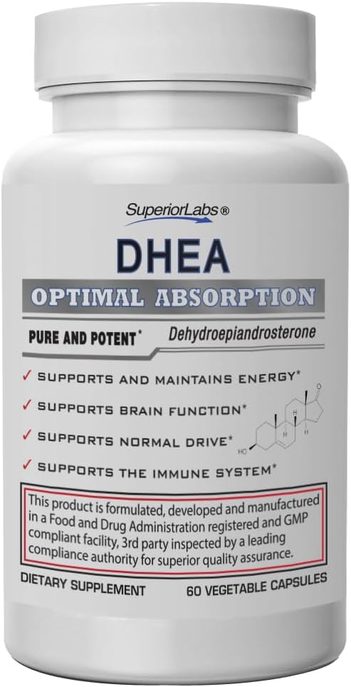 Superior Labs Extra Strength Natural DHEA 100 mg, 60 Vegetable Capsules - görsel 1