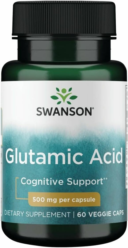 Swanson Glutamic Acid 500mg - 60 Vegan Capsules