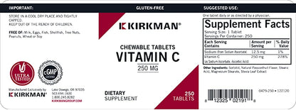 Kirkman Labs Vitamin C 250 mg Chewable Tablets with Stevia - 250 Tablets