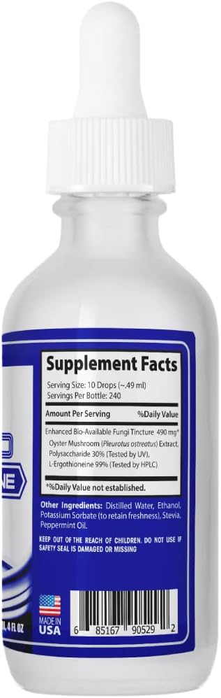 L-Ergothioneine Liquid Supplement 490 mg, 120 ml Liquid, 240 Servings, Made in USA, Quick Absorption, Quality Potent Ingredients, Non-GMO, GMP Certified, Cruelty-Free - görsel 3