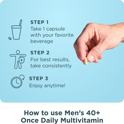 Ancient Nutrition Multivitamin for Men, Men's 40+ Once Daily Supplement, Magnesium, Vitamin A, Methylated B and K2, Supports Immune System, 30 Capsules