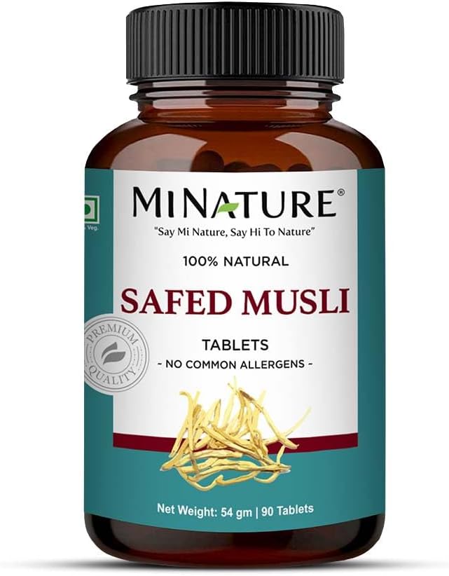 Safed Musli Tablets by mi Nature | Pure & Natural | 90 Tablets (45-Day Supply) - görsel 1