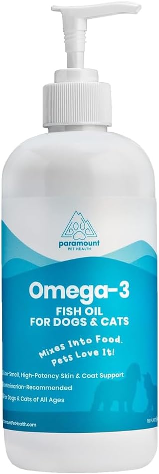 Wild-Caught Omega-3 Fish Oil for Dogs & Cats – Liquid EPA DHA Supplement for Skin, Coat, Joints & Heart, 473 ml