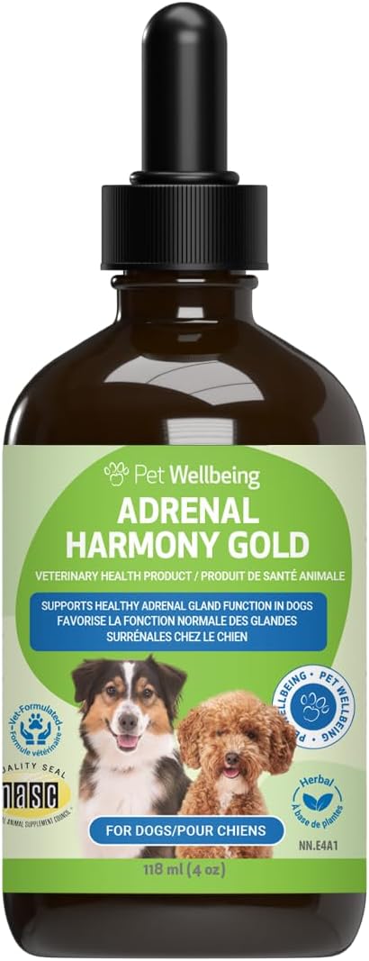 Pet Wellbeing Adrenal Harmony Gold for Dogs - Adrenal Support with Ashwagandha and Bacopa - 120 ml Liquid