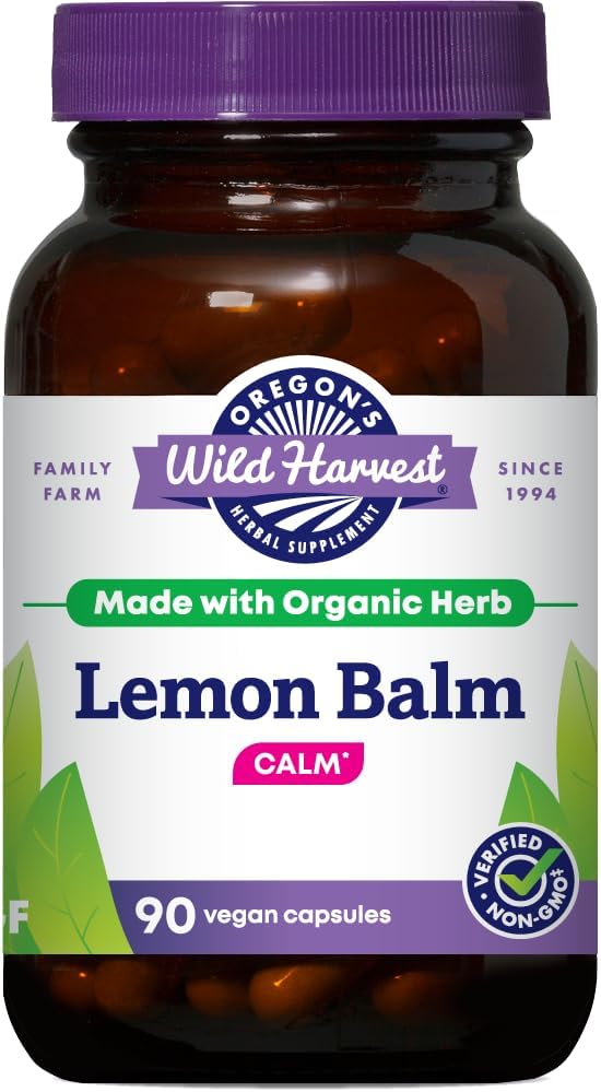 Oregon's Wild Harvest Certified Organic Lemon Balm - 1125 mg, 90 Vegan Capsules - görsel 1