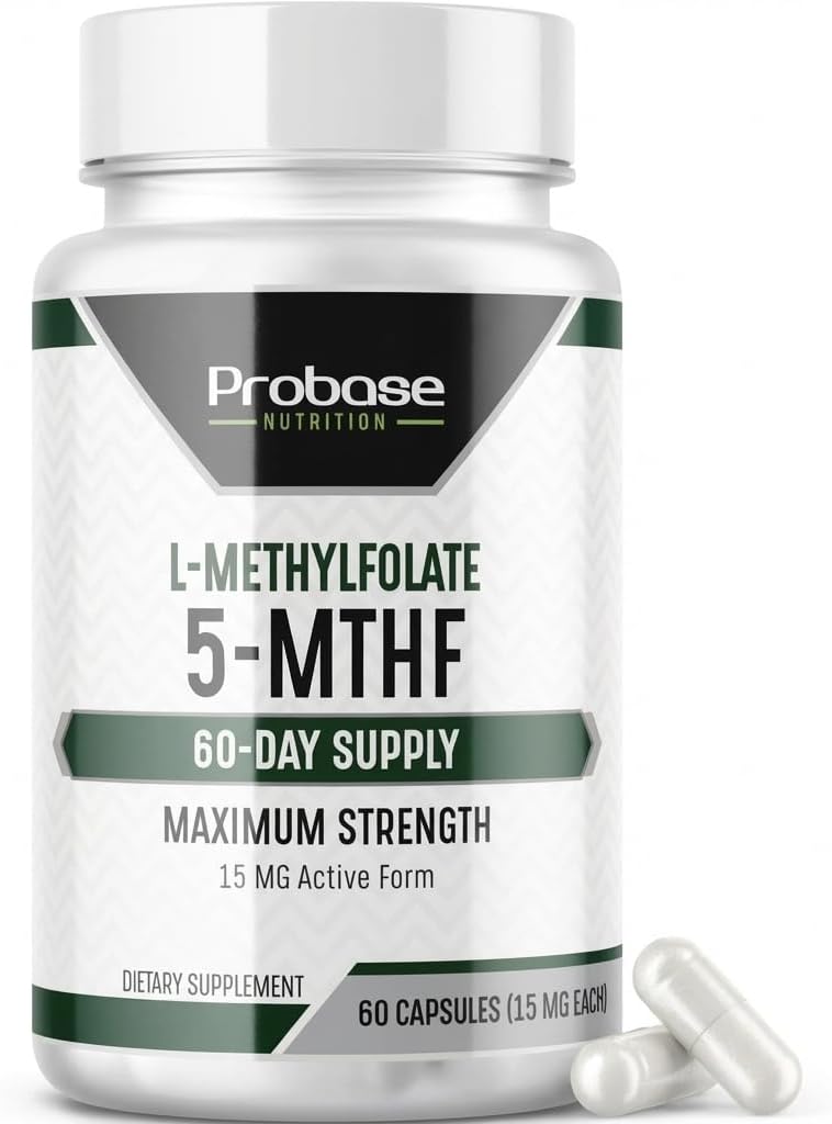 Probase Nutrition Professional Strength L-Methyl Folate 15mg - Active 5-MTHF Form - 60 Capsules - görsel 1