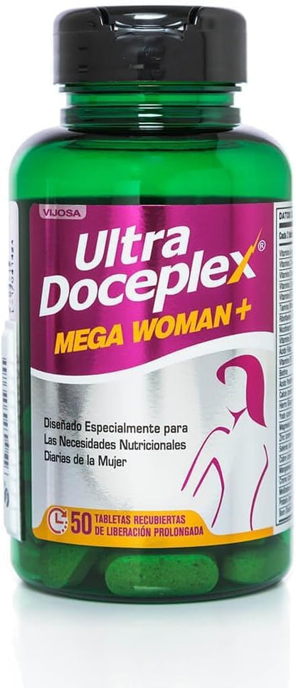 Ultra Doceplex Mega Man+ & Mega Woman+ – Tailored Multivitamin Duo for Men and Women – 50 Prolonged-Release Tablets Each – Energy, Stress, and Antioxidant Support