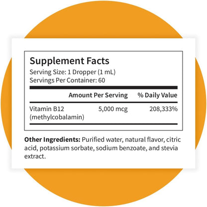 Pattern Wellness Vitamin B12 5000 μg Sublingual Drops – Methylcobalamin – Vegan Citrus