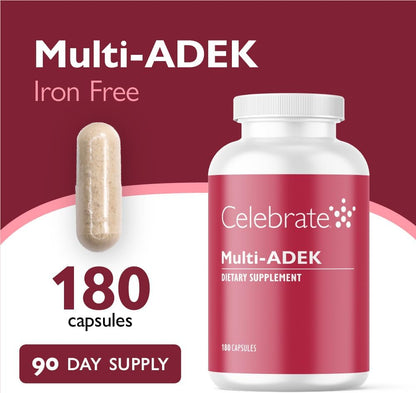Celebrate Vitamins Multi ADEK Bariatric Multivitamin – Iron Free – for Duodenal Switch and SADI – 180 Veggie Capsules