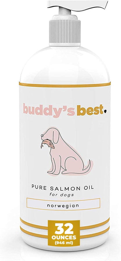 Buddy's Best Salmon Oil for Dogs & Cats – Omega-3 Supplement with EPA & DHA, 946 ml