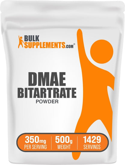 BulkSupplements.com DMAE Bitartrate Powder - Dimethylaminoethanol Bitartrate, DMAE Supplement - Unflavoured & Gluten-free, 350mg per Serving, 1kg (Pack of 5)