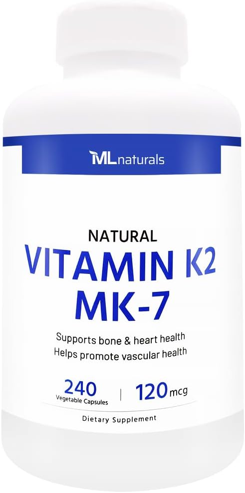 ML Naturals Vitamin K2 MK-7 120mcg (Per Serving) – 240 Vegetable Capsules – All-Trans MK-7 – Supports Bone Health and Normal Blood Clotting - görsel 1