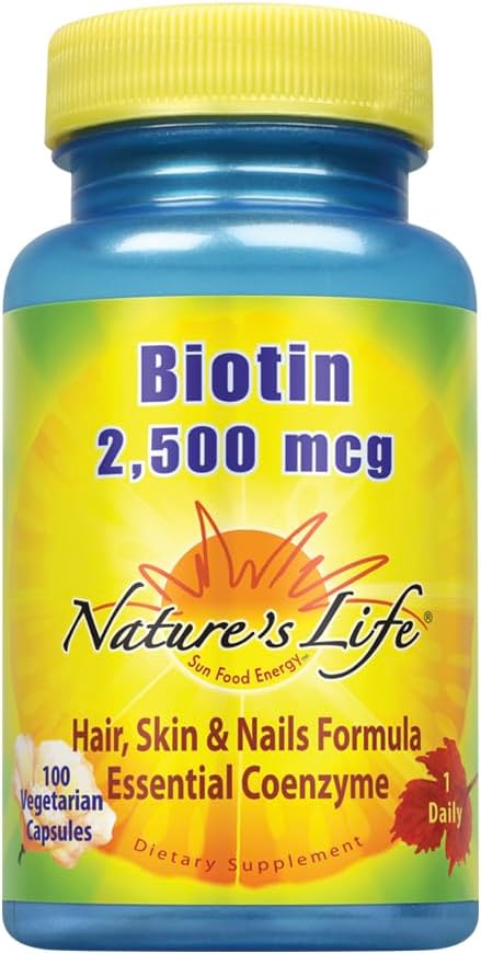 Nature's Life Biotin 2500mcg | Healthy Hair, Skin & Nails Support | 200 Vegetable Capsules - görsel 6