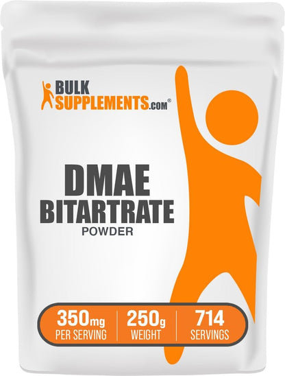 BulkSupplements.com DMAE Bitartrate Powder - Dimethylaminoethanol Bitartrate, DMAE Supplement - Unflavoured & Gluten-free, 350mg per Serving, 1kg (Pack of 5)