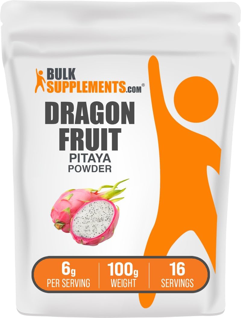 BulkSupplements.com Dragon Fruit Powder - Pink Pitaya Powder - Gluten-Free, 6g per Serving, 100g (3.5 oz) - görsel 1