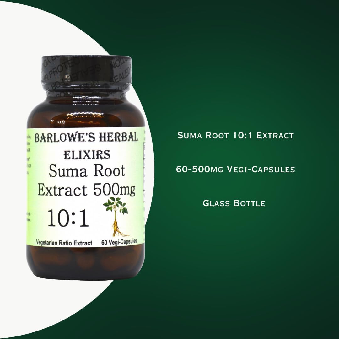 Barlowe's Herbal Elixirs Suma Root Extract Supplement | Pfaffia Paniculata | 10:1 Concentrated Extract | 500mg per Capsule | 60 Vegan Capsules - görsel 3