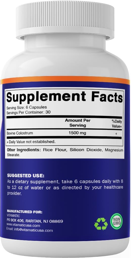 Vitamatic Bovine Colostrum 30% IgG Supplement 1500 mg per Serving – Gut Health, Hair Growth, Beauty, Muscle Recovery & Immune Support – 180 Vegetable Capsules - görsel 8