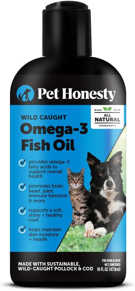 Pet Honesty Omega 3 Fish Oil for Cats & Dogs (16oz) - Wild Caught - görsel 1