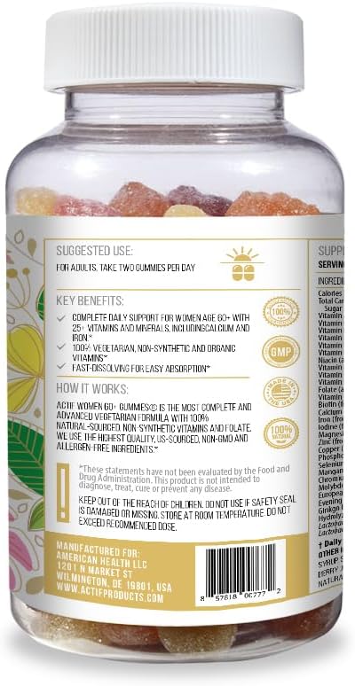 ACTIF Women Over 60 Gummies Multivitamin with Probiotics – 90 Gummies - görsel 2