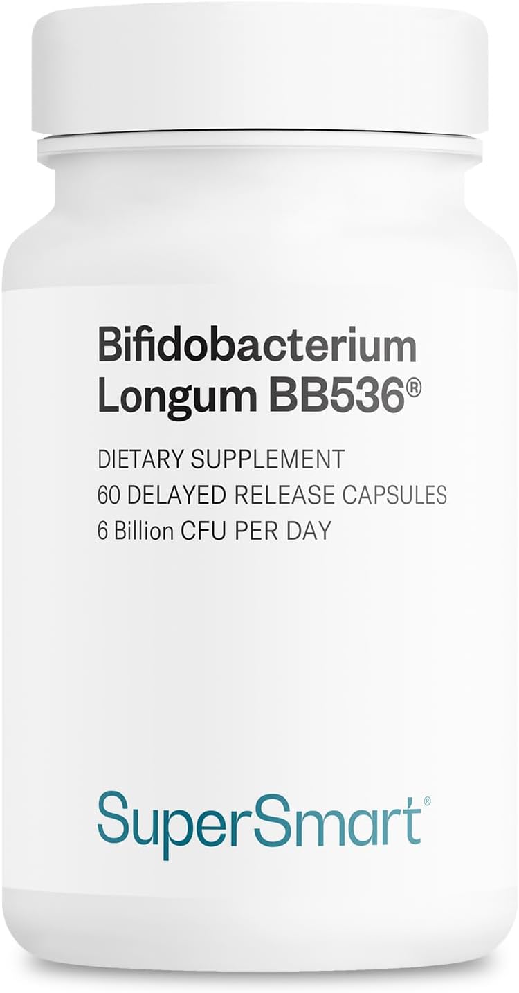 Supersmart Bifidobacterium Longum (BB536) – Probiotic & Prebiotic Supplement – 6 Billion CFU – 60 DR Capsules - görsel 1