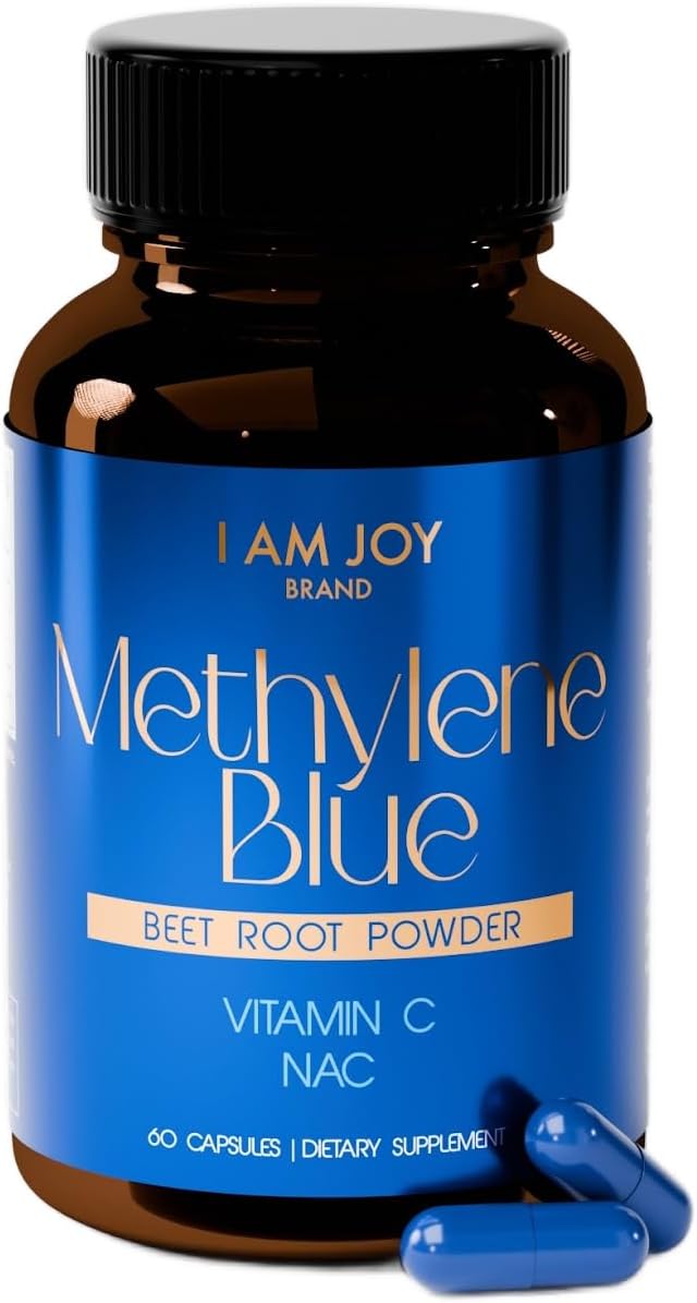 I Am Joy co. Methylene Blue Capsules (USP Pharma Grade) with NAC for Antioxidant Support, Vitamin C for Absorption, Beetroot for Blood Flow, Cognition 60 Capsules - görsel 1