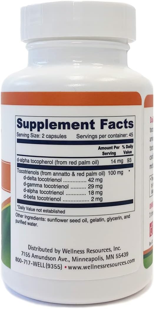 Wellness Resources Daily Super E - Tocotrienol Vitamin E Complex (90 Capsules) - görsel 7