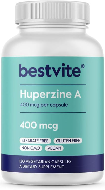 BESTVITE Huperzine A 400mcg (120 Vegetarian Capsules) – No Stearates – Vegan – Non-GMO – Gluten-free