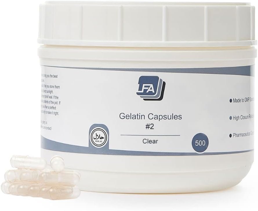 Empty Capsules Size 2 – Clear Gelatine – 500 Count – Halal Certified – DIY Supplement Capsules - görsel 1