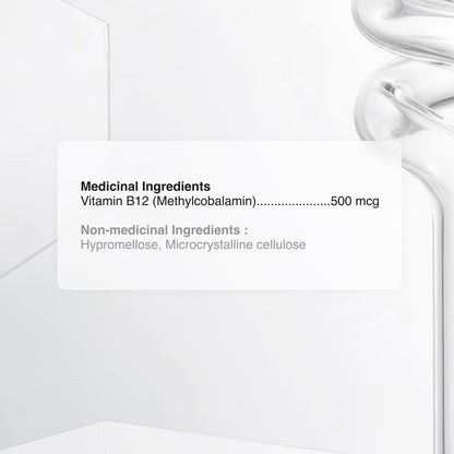 Biogenique Vitamin B12 - Methylcobalamin 500mcg for Energy Metabolism & Nervous System Support - Non-GMO, Gluten-Free, 90 Capsules